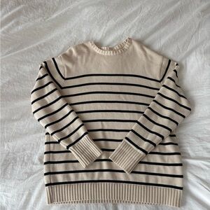 Brandy Melville Cream and Black Striped Sweater